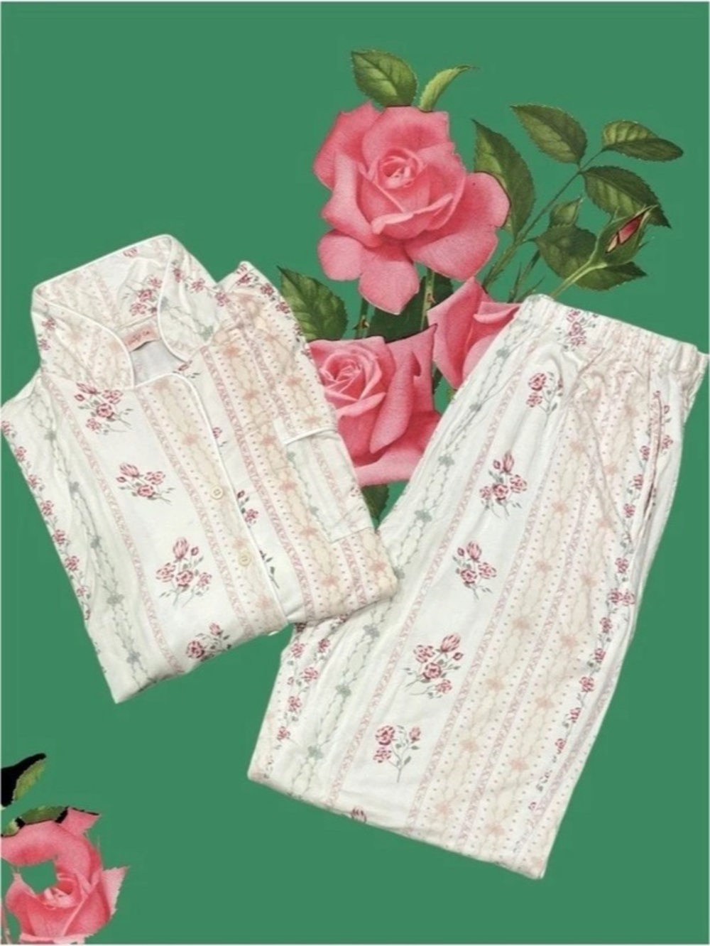Ivy City Co Bianca Pajama Women's Floral Pajama Set in Pink & White Like New